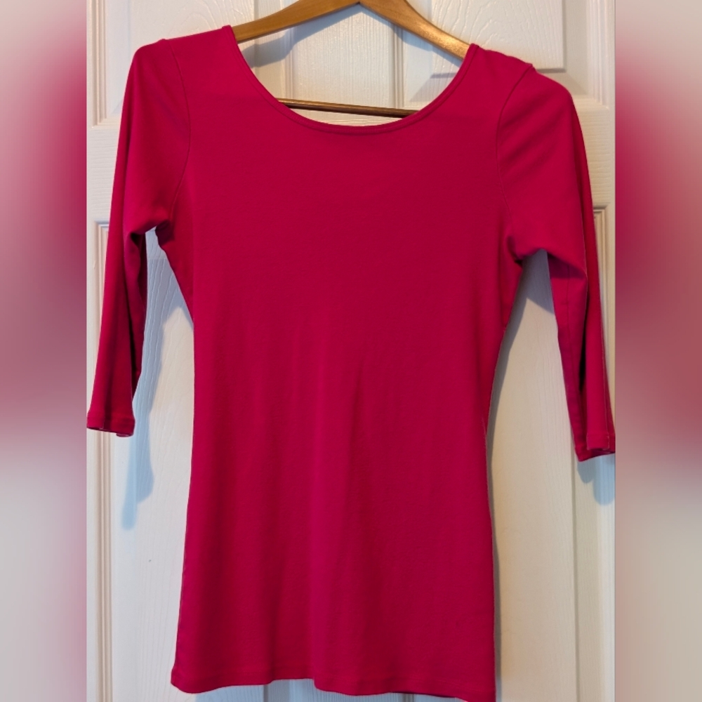 Vintage Victoria's Secret Pink 3/4 Sleeve Surprise Backless V Tee Shop Tee Med